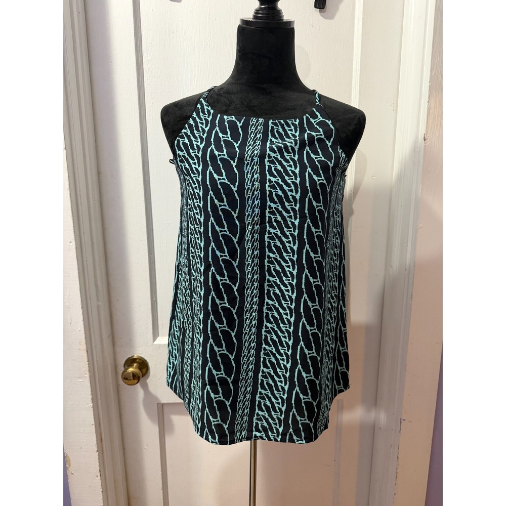 Renee C Black‎ and Green Patterned Tank Top in S
